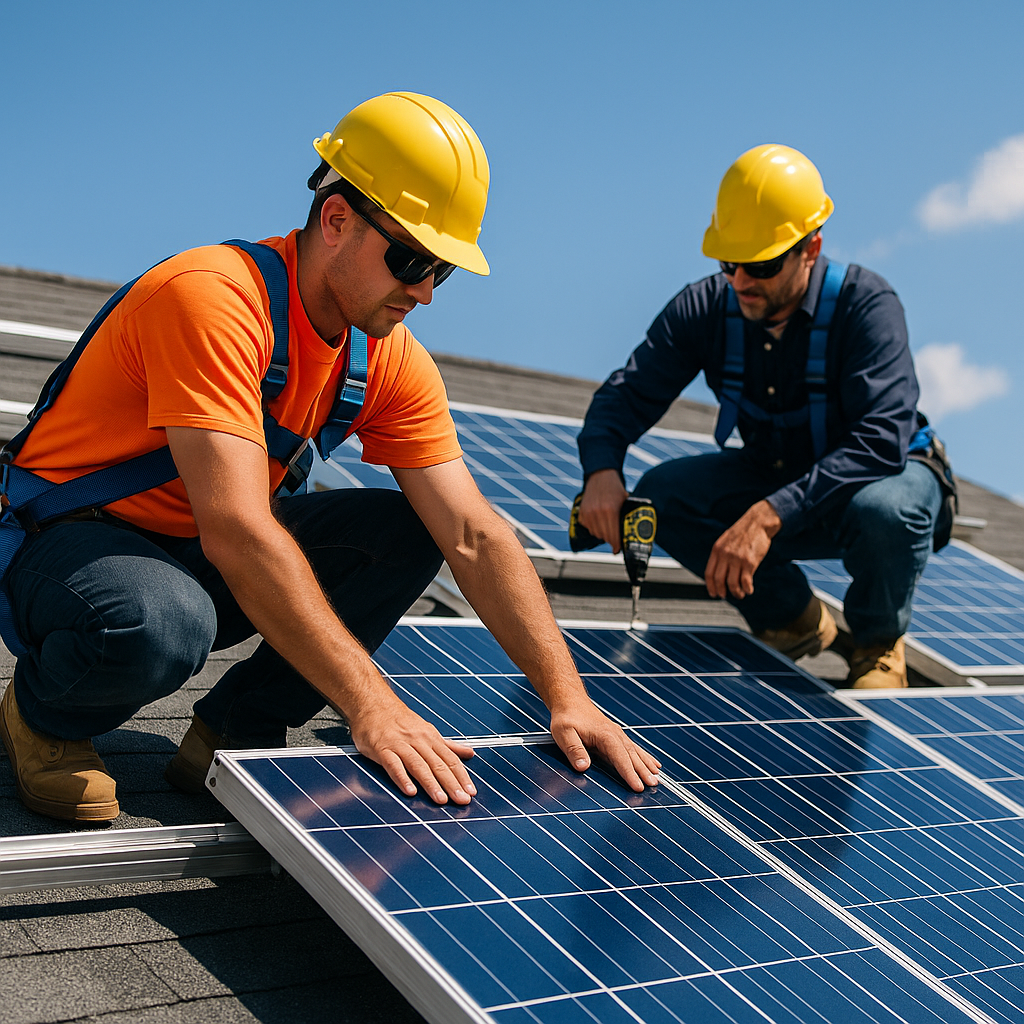 Roof covered with solar panels